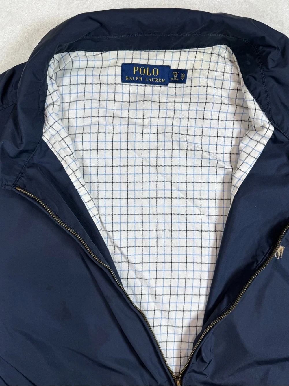 Polo Ralph Lauren 2XB Navy Full-Zip Lined Windbreaker Harrington Jacket